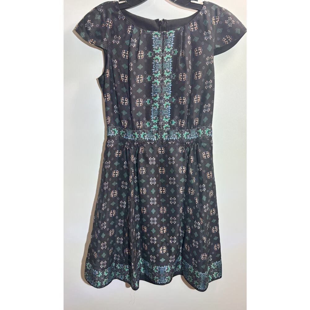 J. Crew Silk‎ Cap Sleeve Mirrored Floral Dress size 0 Preowned